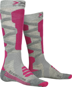 XSocks Ski Socks X-SOCKS SKI SILK MERINO 4.0 WOMEN GREY MELANGE/PINK - 2021/22