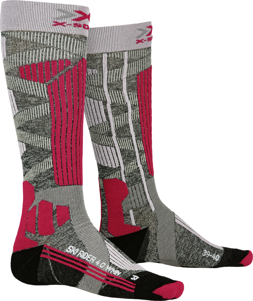 XSocks Ski Socks X-SOCKS Ski Rider 4.0 Women Stone Grey Melange/Pink - 2022/23
