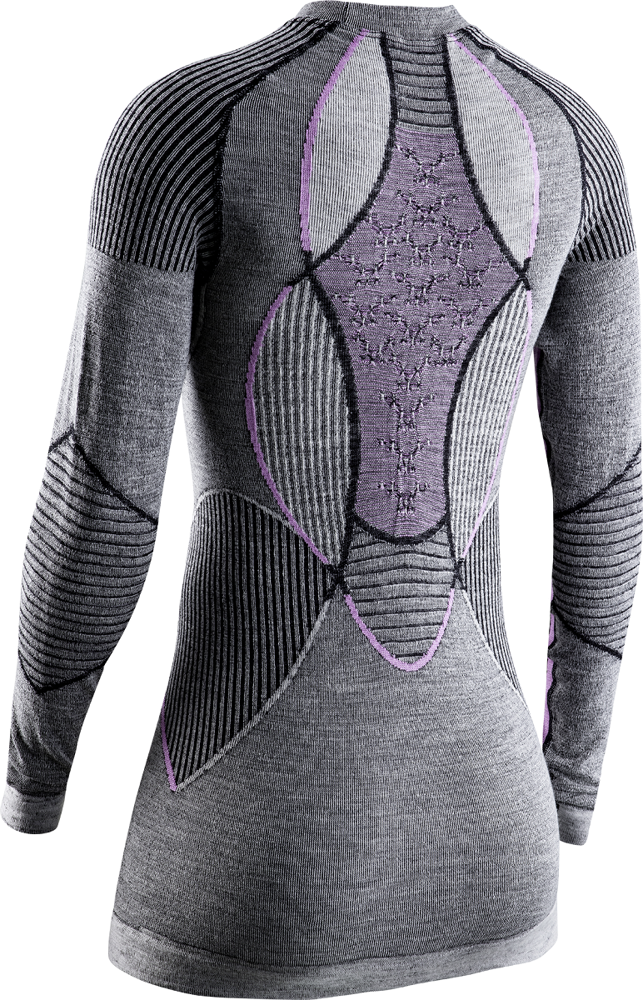 XBIONIC Thermal Underwear X-BIONIC Apani 4.0 Merino Shirt Round Neck LG SL Women Black/Grey/Magnolia - 2022/23 - Afbeelding 2